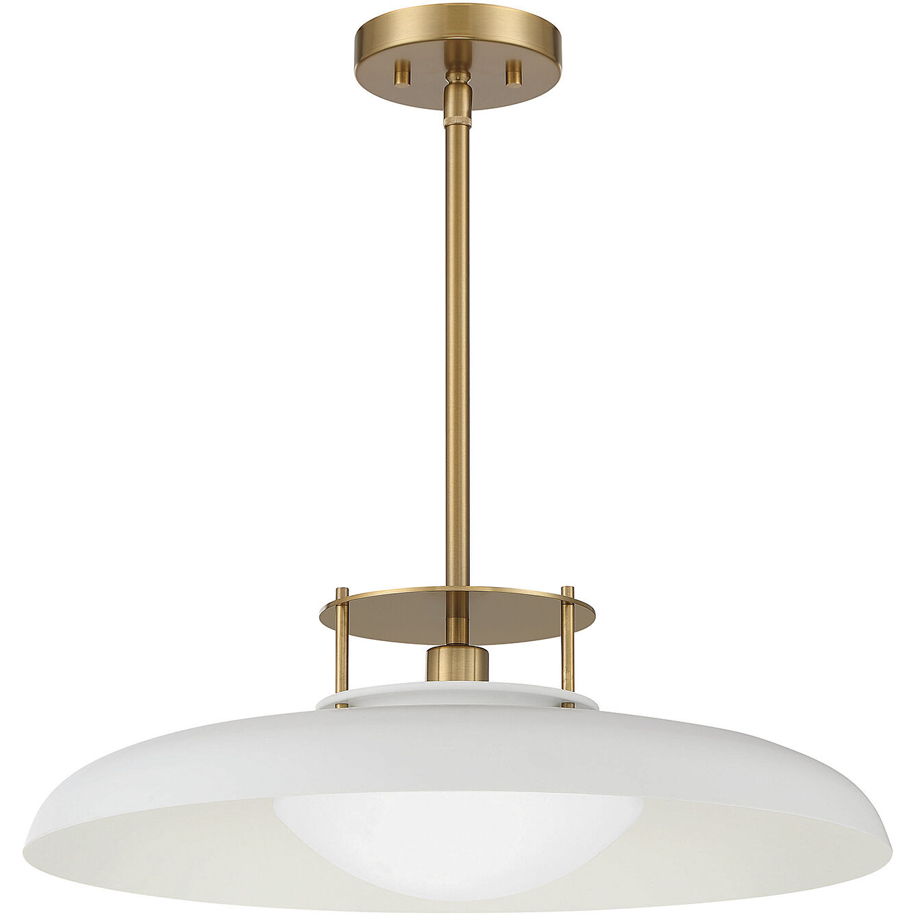 Gavin 1 Light Pendant in White with Warm Brass Accents Savoy House