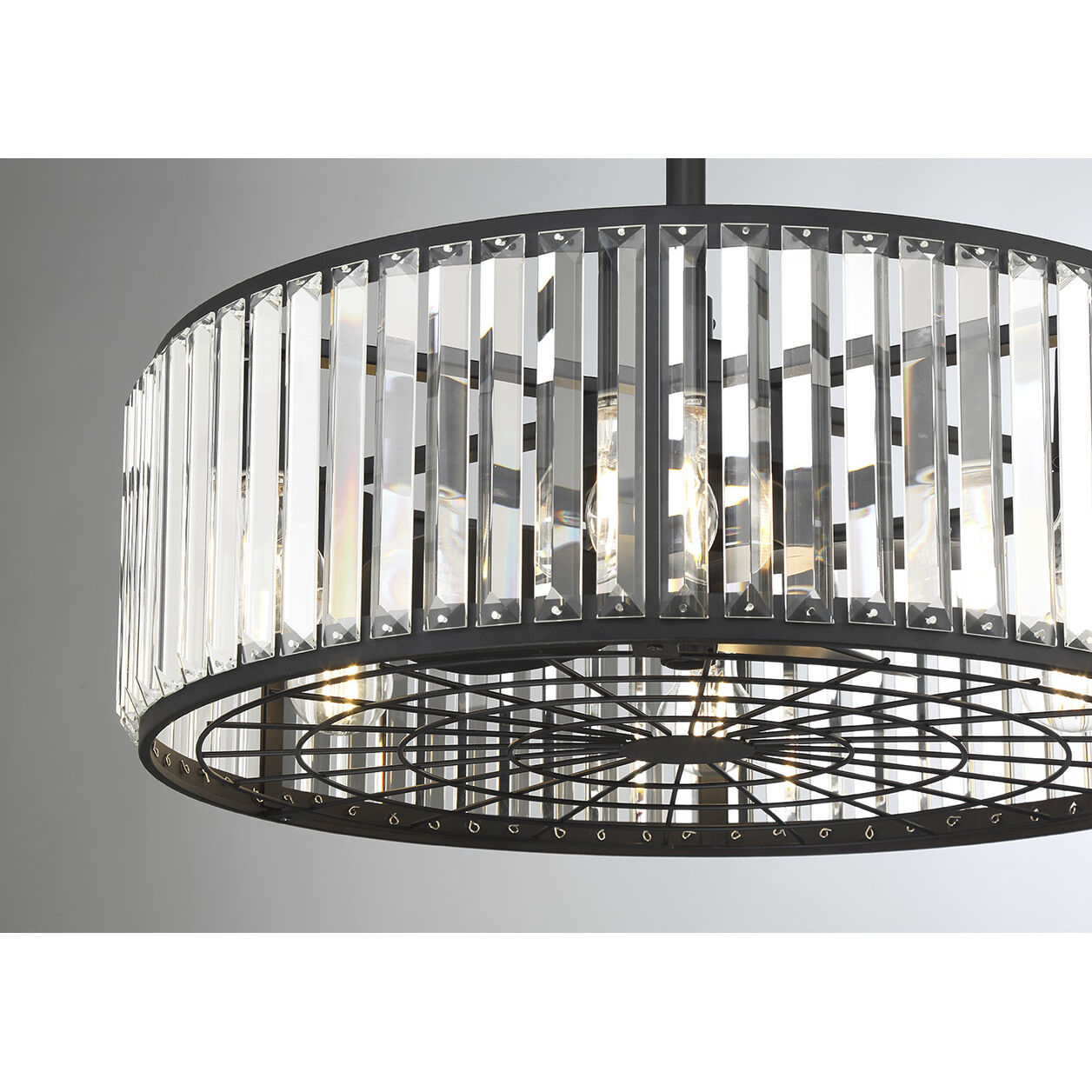 Janus 12 inch Matte Black with Black Blades Fan D'Lier