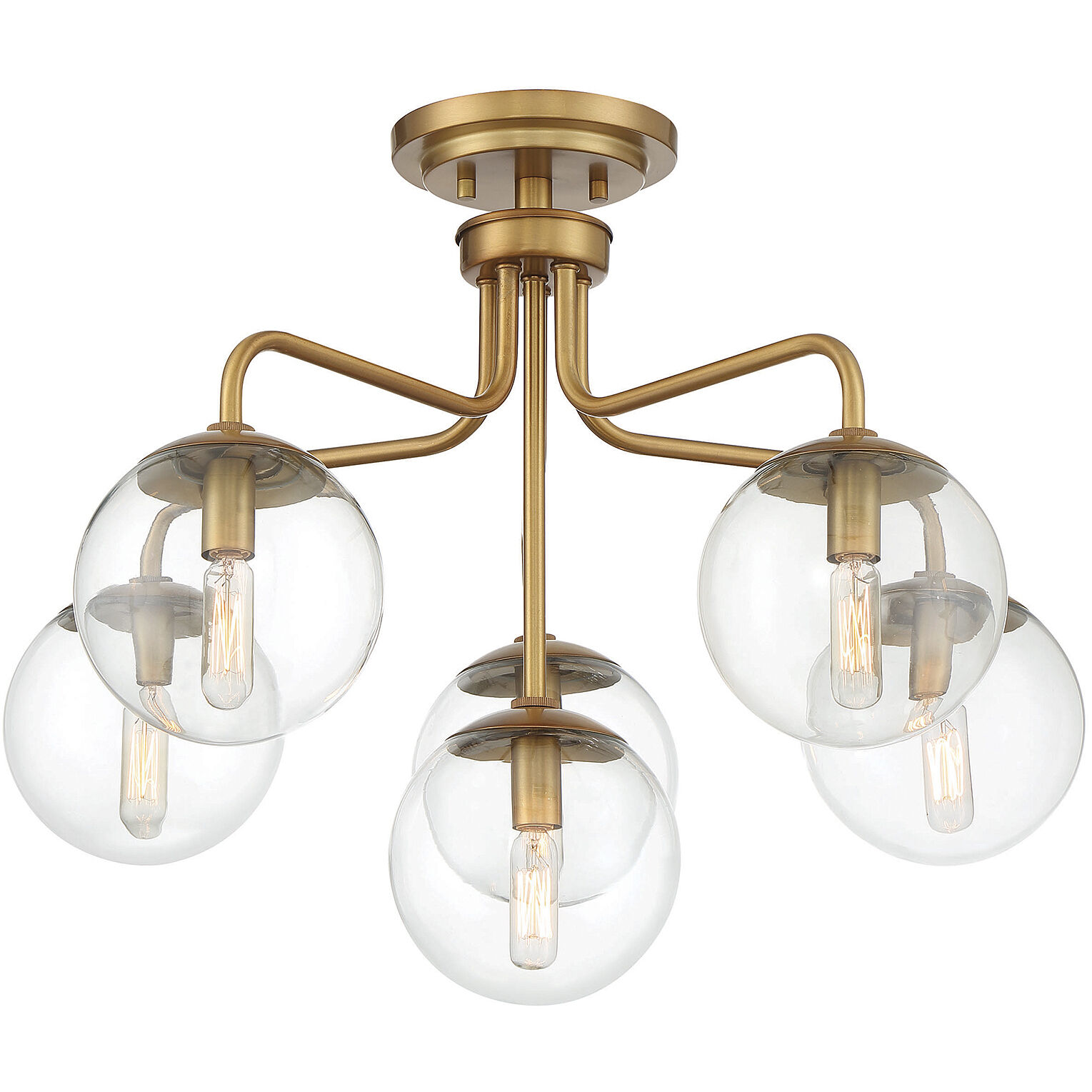 Marco 6 Light 24 inch Warm Brass Semi-Flush Ceiling Light, Essentials