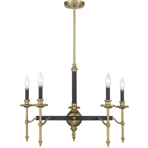 Consulate 5 Light 28 inch Matte Black and Warm Brass Chandelier Ceiling Light