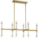 Kingsburg 12 Light 38 inch Warm Brass Linear Chandelier Ceiling Light