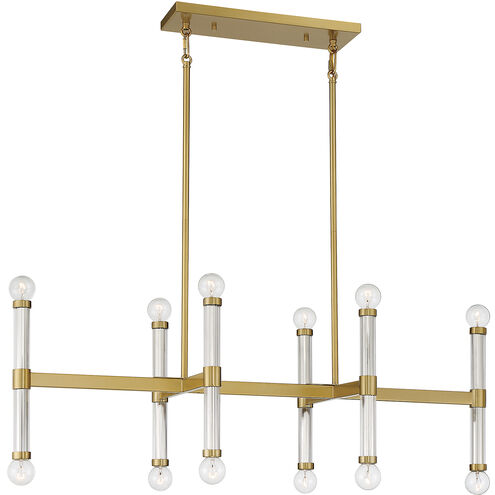 Kingsburg 12 Light 38 inch Warm Brass Linear Chandelier Ceiling Light