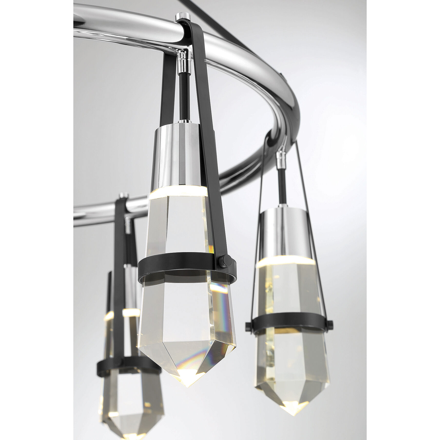 Denali LED 28.25 inch Matte Black with Polished Chrome Accents Chandelier Ceiling Light