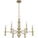 Crescent 6 Light 30 inch Noble Brass Chandelier Ceiling Light