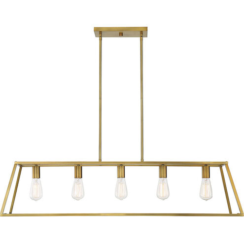 Denton 5 Light 45 inch Warm Brass Linear Chandelier Ceiling Light, Essentials