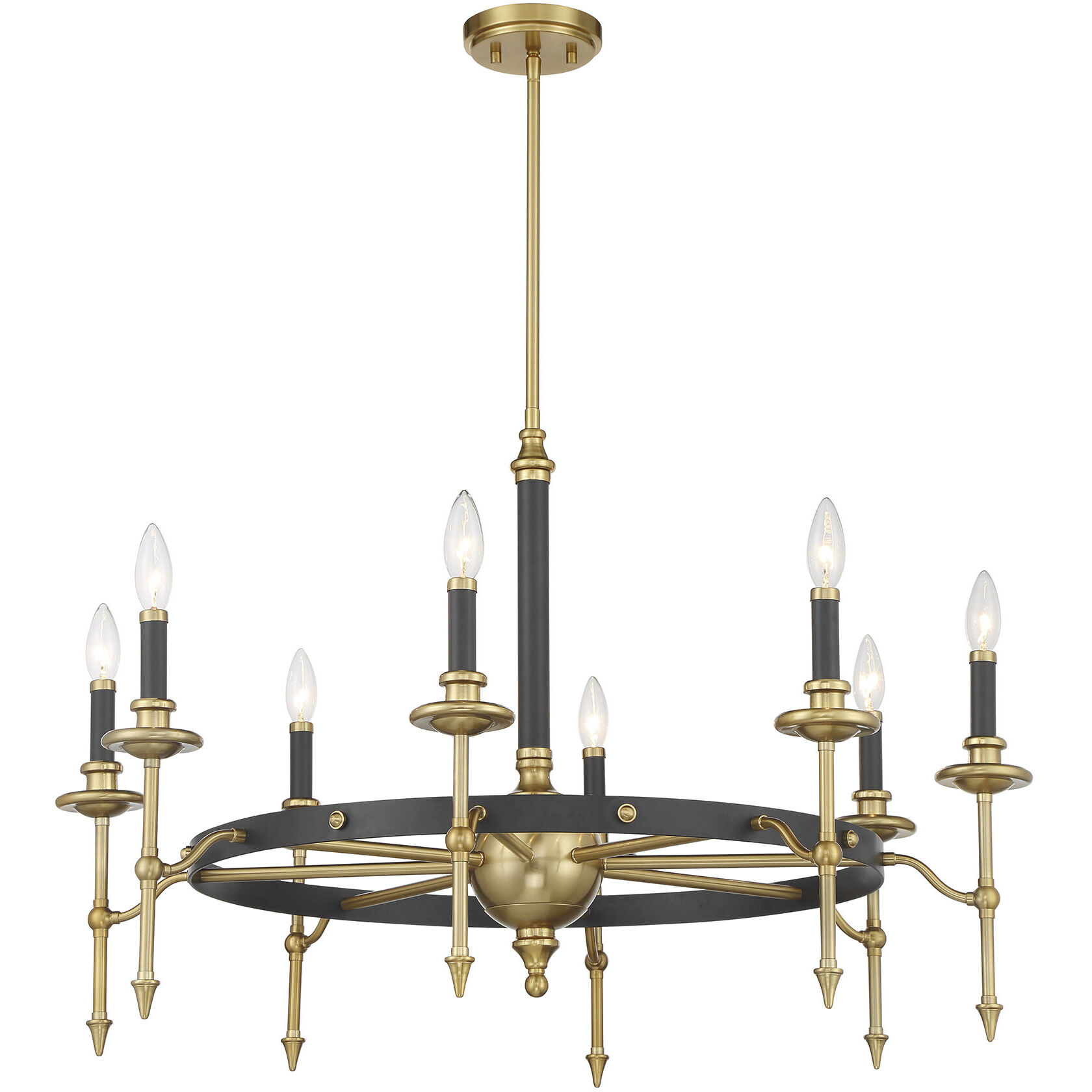 Consulate 8 Light 34 inch Matte Black and Warm Brass Chandelier Ceiling Light