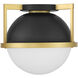 Carlysle 1 Light 15 inch Black with Warm Brass Accents Flush Mount Ceiling Light