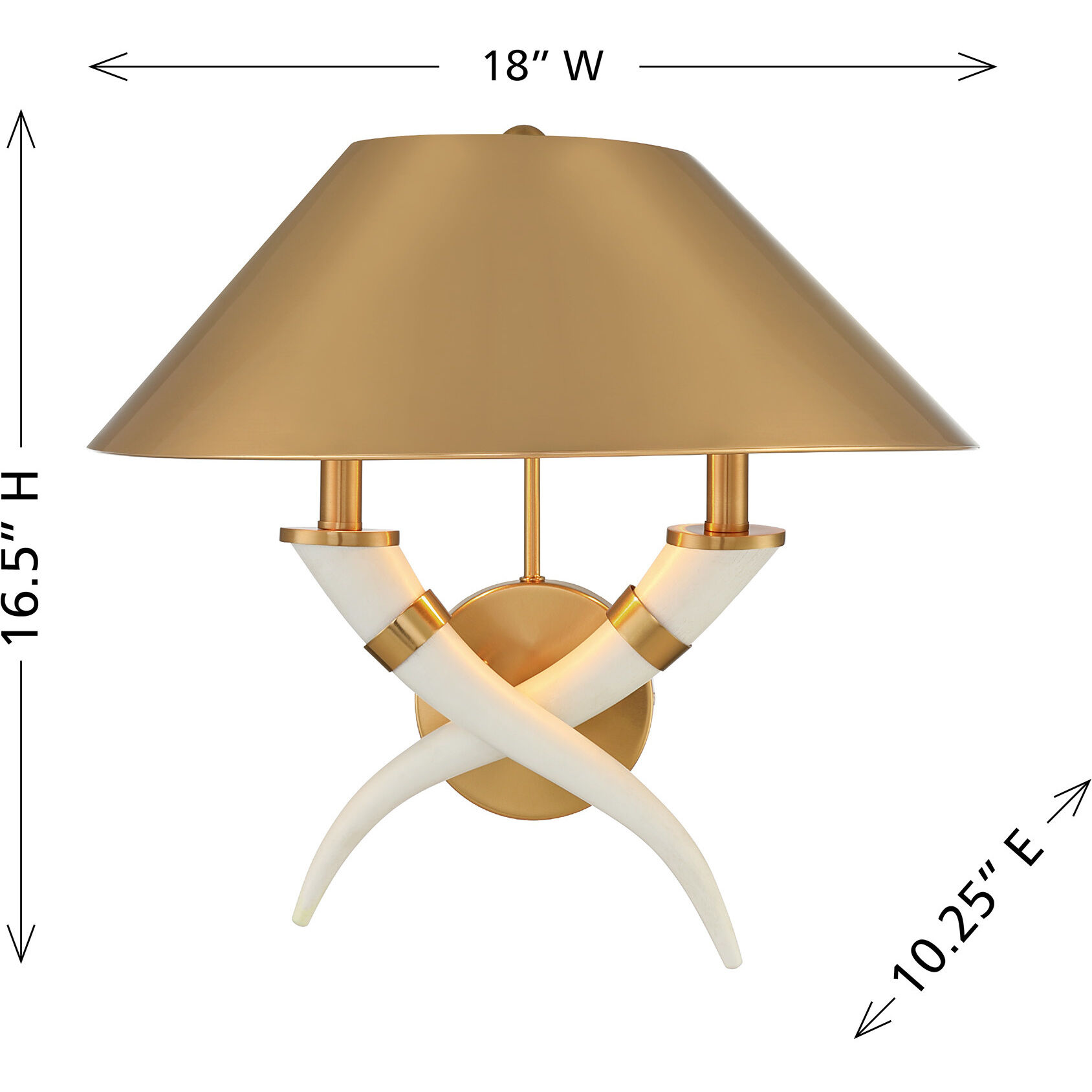 Hearne 2 Light 18 inch Warm Brass Wall Sconce Wall Light