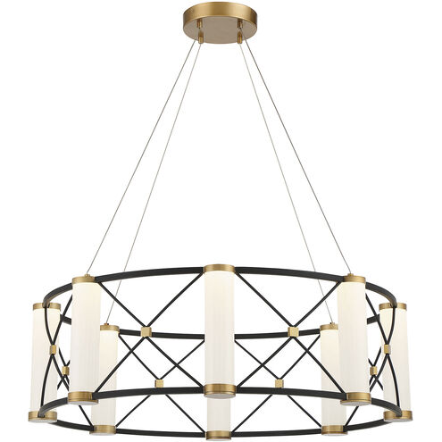 Aries LED 34 inch Matte Black with Burnished Brass Accents Pendant Ceiling Light