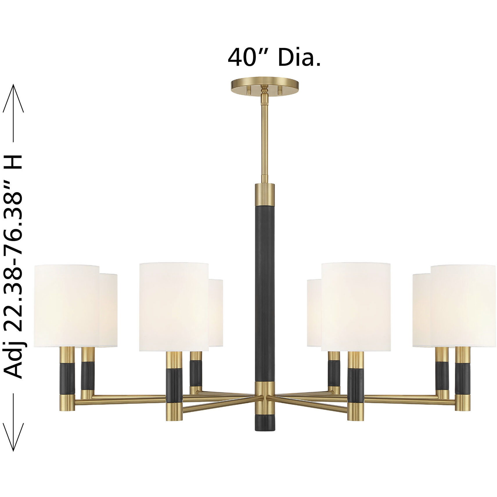 Conrad 8 Light 40 inch Warm Brass with Black Marble Chandelier Ceiling Light