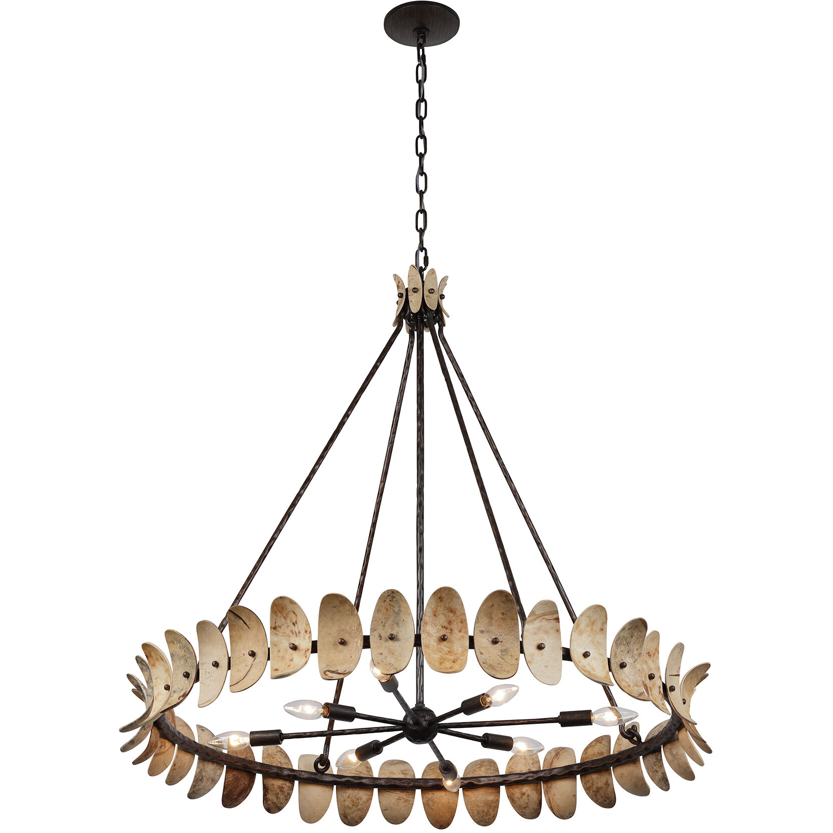 Monarch 8 Light 36 inch Champagne Mist with Coconut Shell Chandelier Ceiling Light