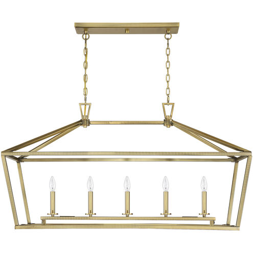 Townsend 5 Light 44 inch Warm Brass Linear Chandelier Ceiling Light, Essentials