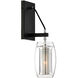 Dunbar 1 Light 4.75 inch Matte Black with Polished Chrome Accents Wall Sconce Wall Light, Essentials
