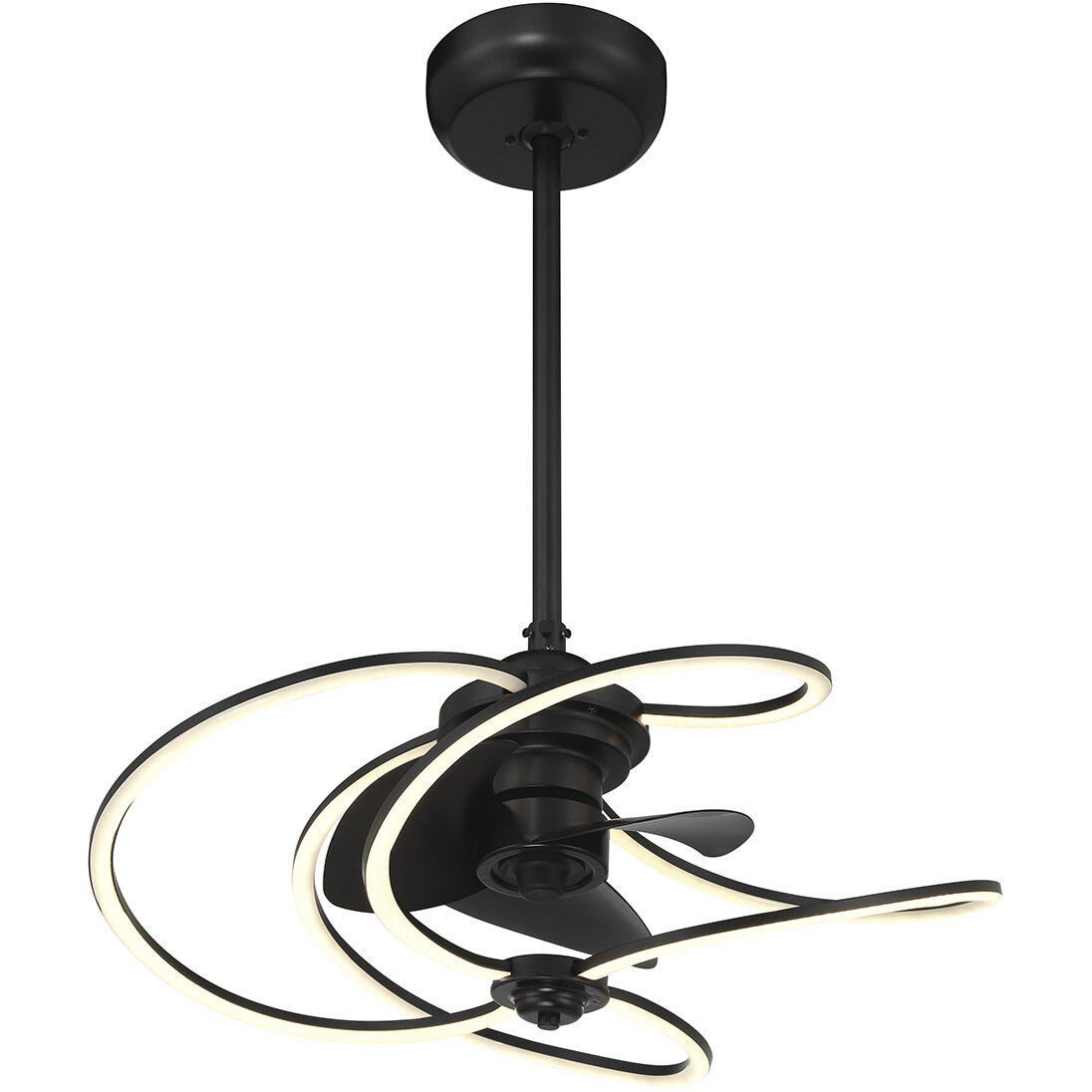 Hydra 12 inch Matte Black with Black Blades Fan D'Lier