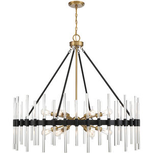 Santiago 12 Light 45 inch Black with Warm Brass Accents Chandelier Ceiling Light