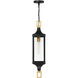 Glendale 1 Light 6.5 inch Matte Black with Burnished Brass Accents Outdoor Hanging Lantern