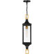 Glendale 1 Light 6.5 inch Matte Black with Burnished Brass Outdoor Hanging Lantern