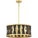 Kellerman 4 Light 21 inch Matte Black with True Gold Pendant Ceiling Light