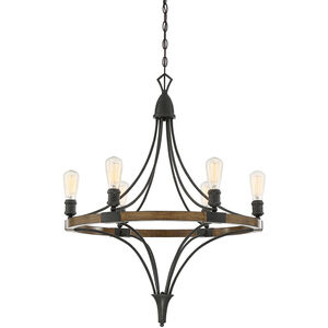 Turing 6 Light 28 inch Whiskey Wood Chandelier Ceiling Light