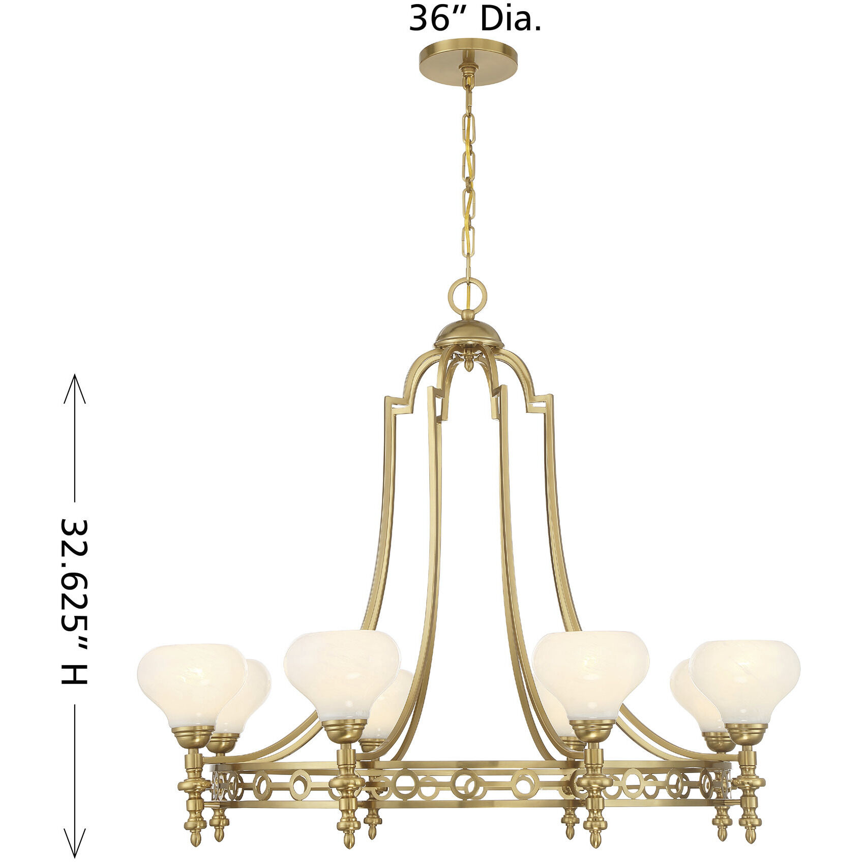 Allston 8 Light 36 inch Warm Brass Chandelier Ceiling Light