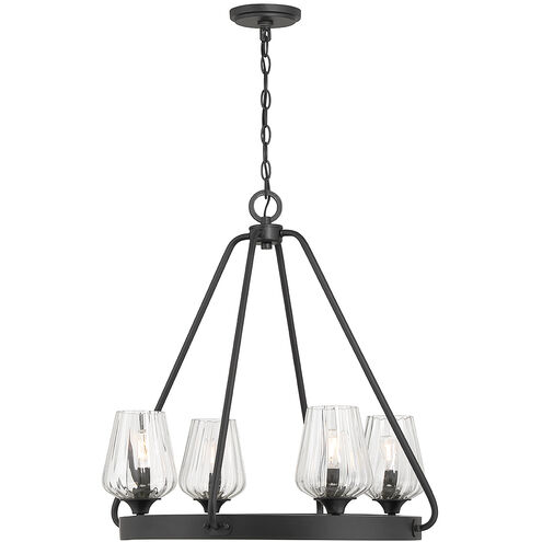 Carlton 4 Light 24 inch Matte Black Chandelier Ceiling Light, Essentials