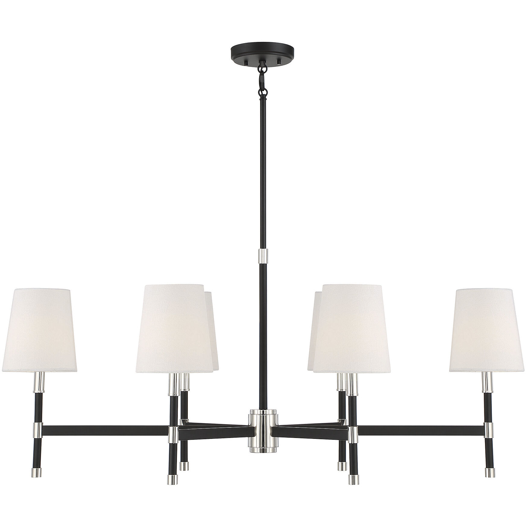 Brody 6 Light 41 inch Black with Polished Nickel Accents Linear Chandelier Ceiling Light, Essentials