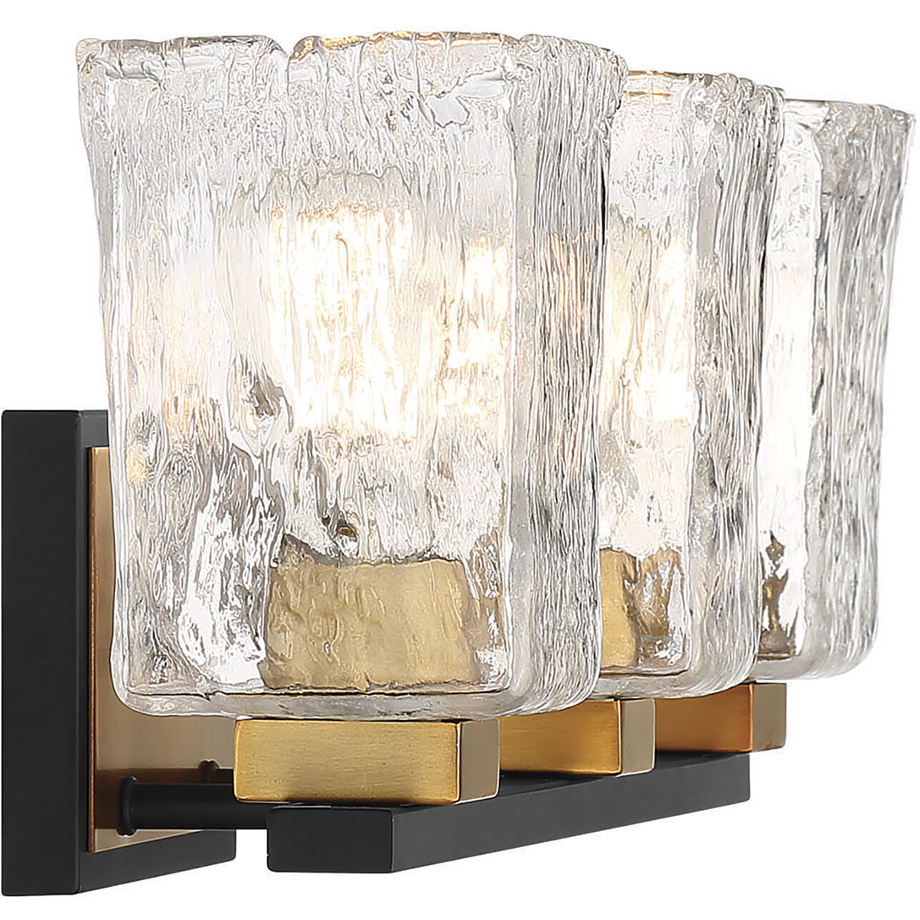 Sidney 3 Light 23 inch Black with Warm Brass Accents Bathroom Vanity Light Wall Light