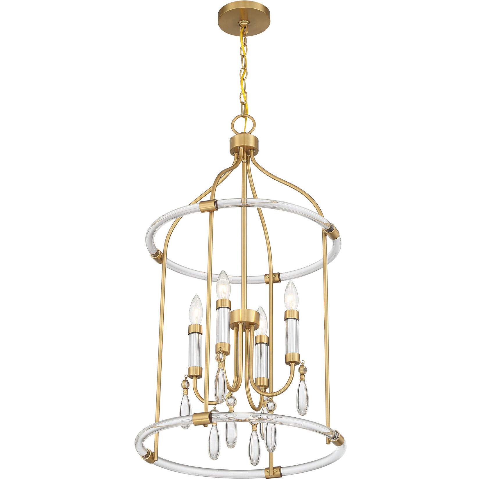 Mayfair 4 Light 18 inch Warm Brass with Chrome Accents Pendant Ceiling Light