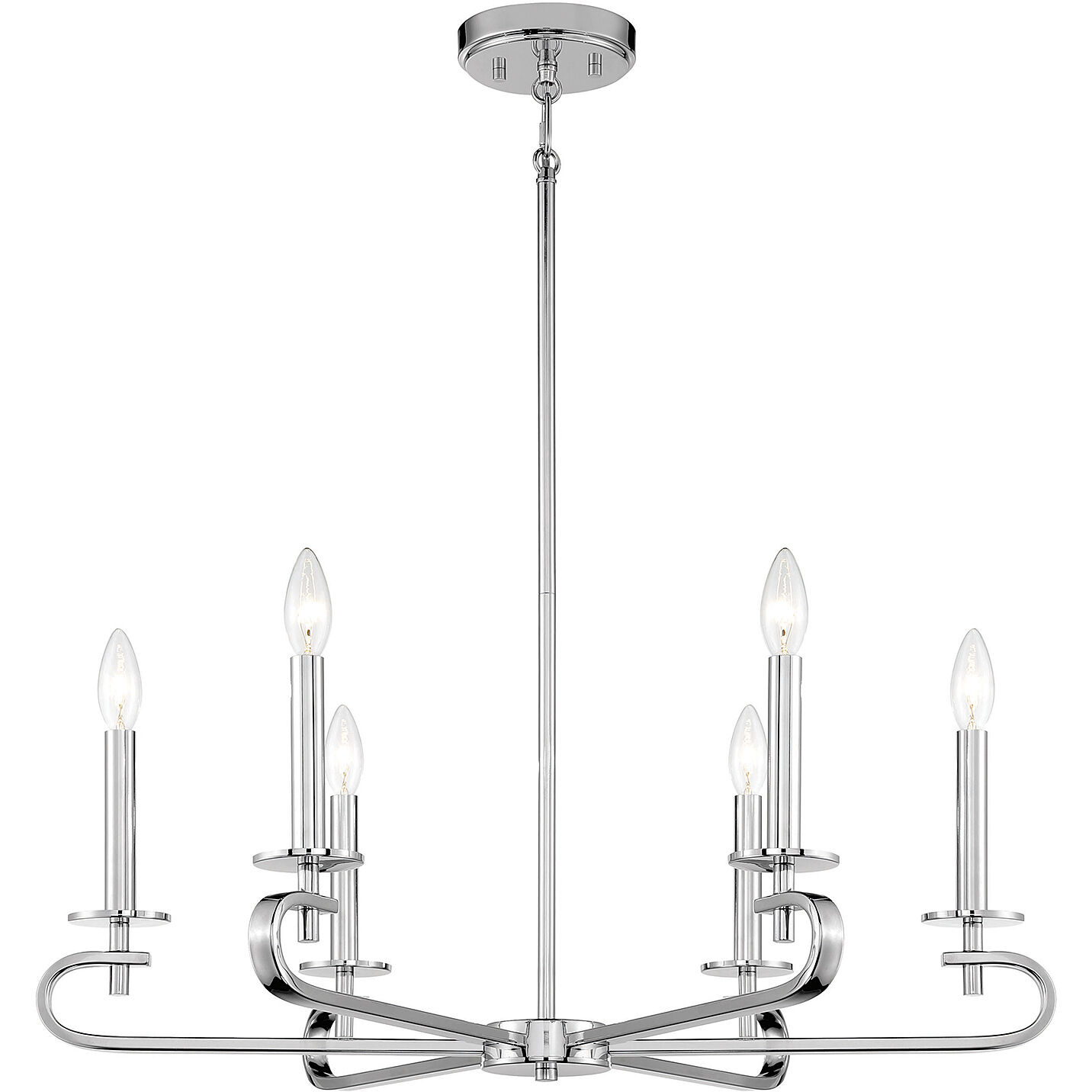 Torino 6 Light 28 inch Polished Nickel Chandelier Ceiling Light, Essentials