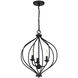 Orchid 3 Light 16 inch Matte Black Pendant Ceiling Light, Lighting One