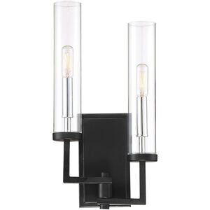 Folsom 7 inch 60.00 watt Matte Black with Polished Chrome Accents Adjustable Wall Sconce Wall Light