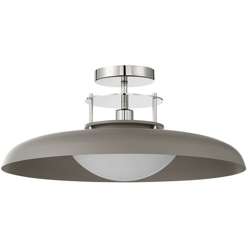 Gavin 1 Light 20 inch Gray with Polished Nickel Accents Semi-Flush Ceiling Light in Gray/Polished Nickel