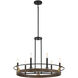 Icarus 6 Light 29 inch Burnished Brass with Walnut Chandelier Ceiling Light, Lighting One