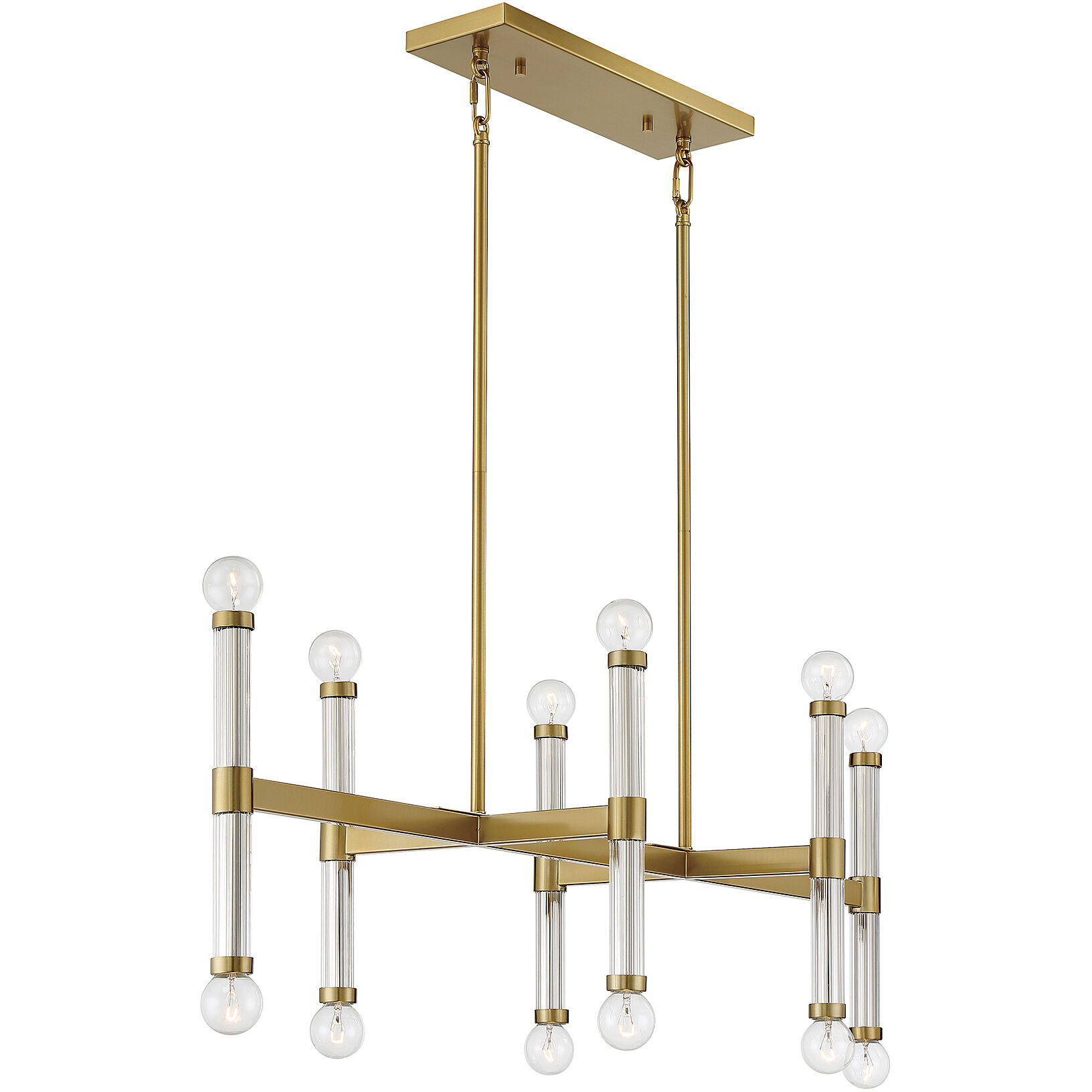 Kingsburg 12 Light 38 inch Warm Brass Linear Chandelier Ceiling Light