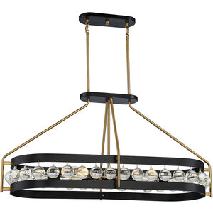 Edina 6 Light 17 inch Black with Warm Brass Accents Oval Chandelier Ceiling Light