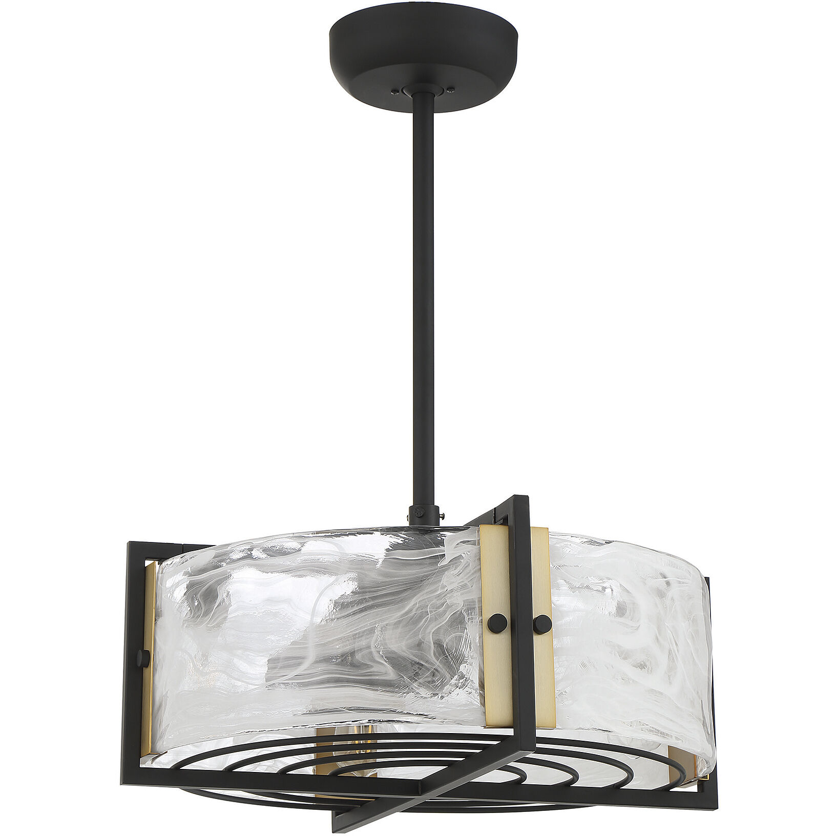 Hayward 12 inch Matte Black with Warm Brass Accents with Black Blades Fan D'Lier