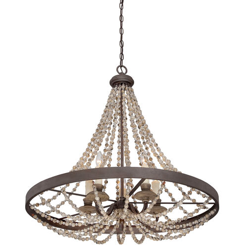 Mallory 5 Light 30 inch Fossil Stone Pendant Ceiling Light