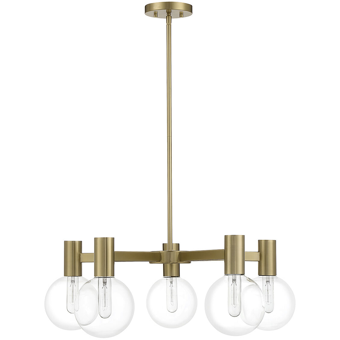 Wright 5 Light 28 inch Warm Brass Chandelier Ceiling Light