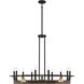Icarus 10 Light 42 inch Burnished Brass with Walnut Chandelier Ceiling Light, Lighting One