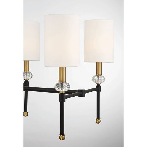 Tivoli 8 Light 42 inch Matte Black with Warm Brass Accents Linear Chandelier Ceiling Light