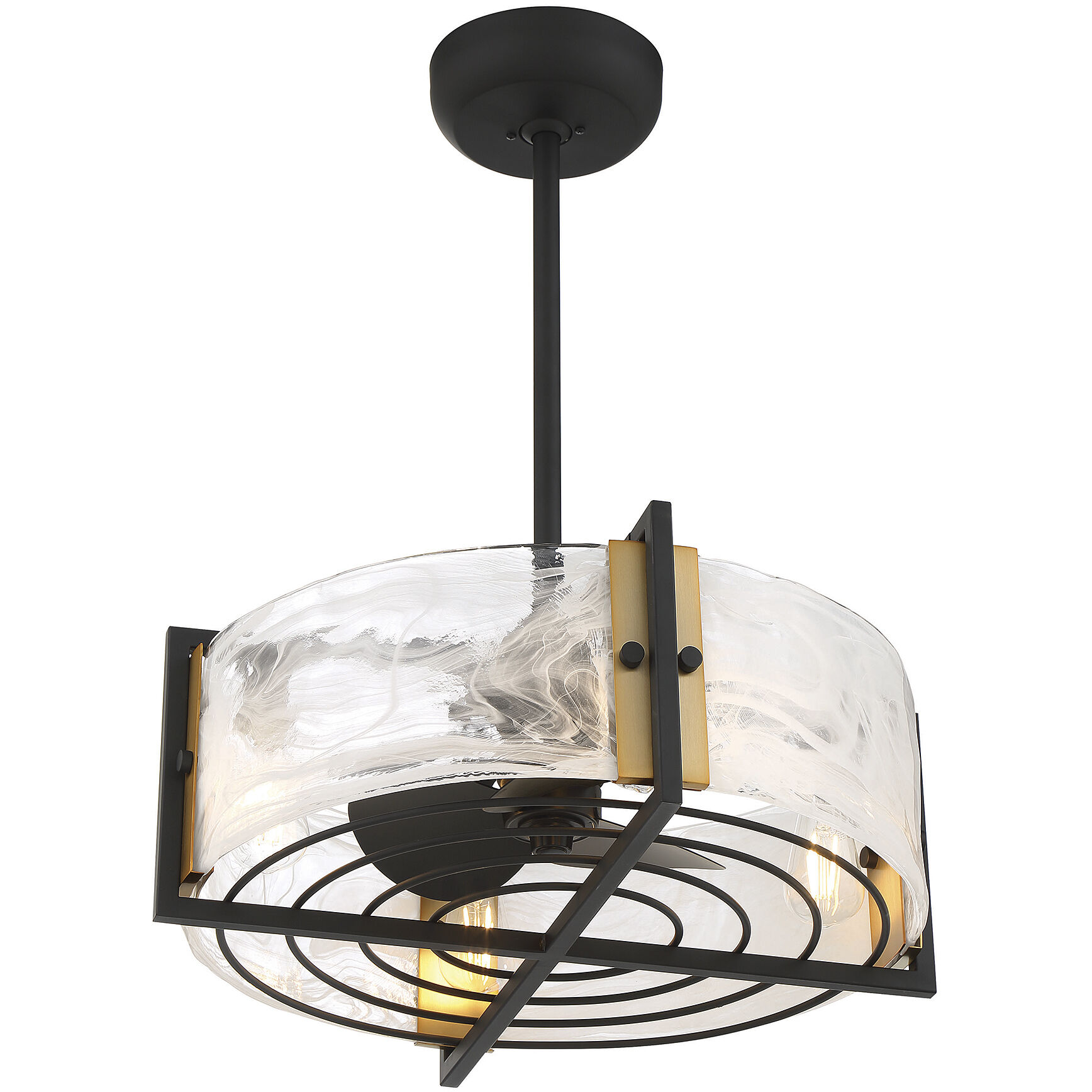 Hayward 12 inch Matte Black with Warm Brass Accents with Black Blades Fan D'Lier