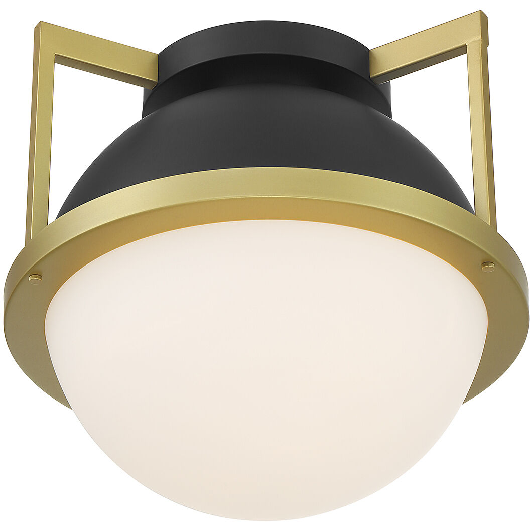 Carlysle 1 Light 15 inch Black with Warm Brass Accents Flush Mount Ceiling Light