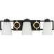 Russo 3 Light 24 inch Matte Black with Warm Brass Accents Bathroom Vanity Light Wall Light, Lighting One