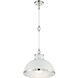 Corning 1 Light 16 inch White with Polished Nickel Accents Pendant Ceiling Light in White/Polished Nickel