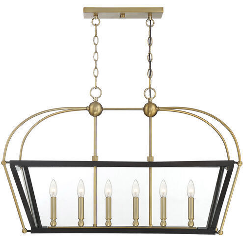 Dunbar 6 Light 36 inch English Bronze / Warm Brass Linear Chandelier Ceiling Light in English Bronze and Warm Brass