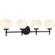 Hannah 4 Light 32 inch Matte Black Bathroom Vanity Light Wall Light, Lighting One