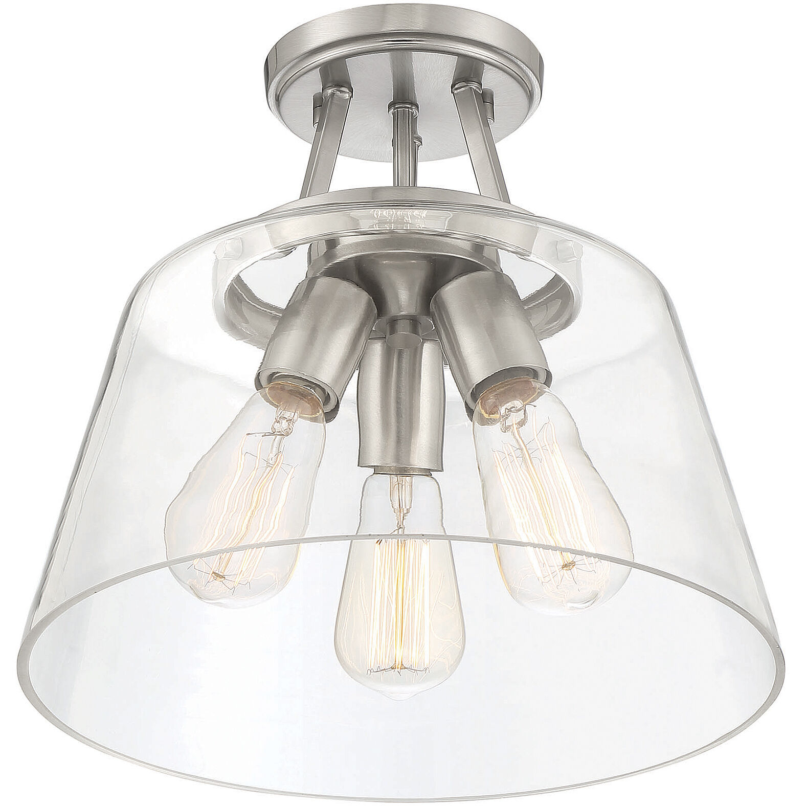 Calhoun 3 Light 13 inch Satin Nickel Semi-Flush Ceiling Light, Essentials