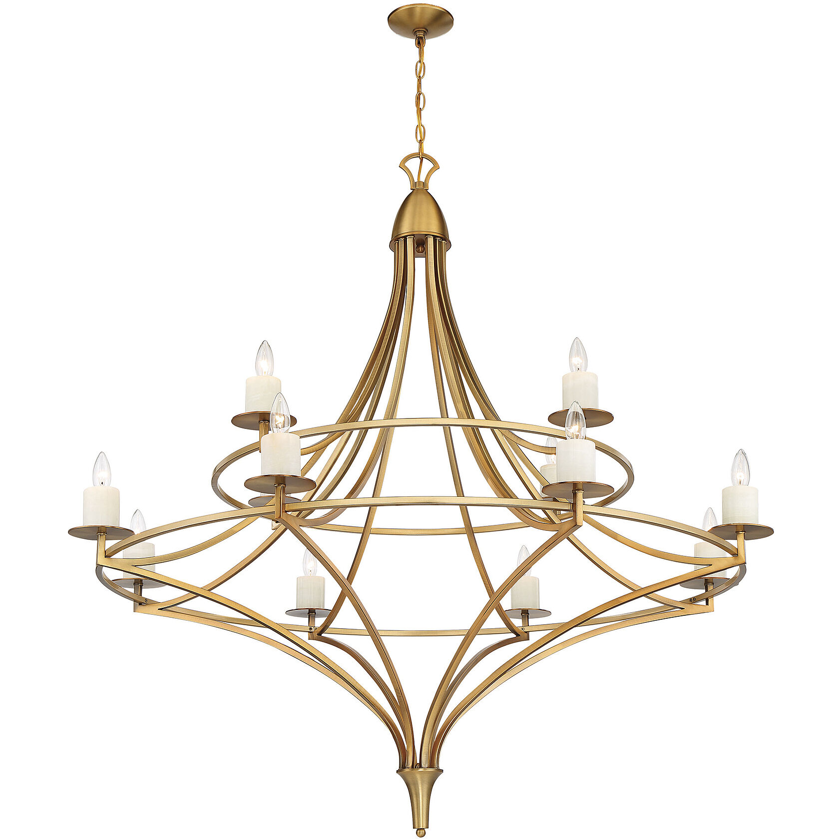 Director 12 Light 50 inch Warm Brass Chandelier Ceiling Light