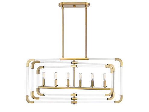 Rotterdam 6 Light 37 inch Warm Brass Linear Chandelier Ceiling Light