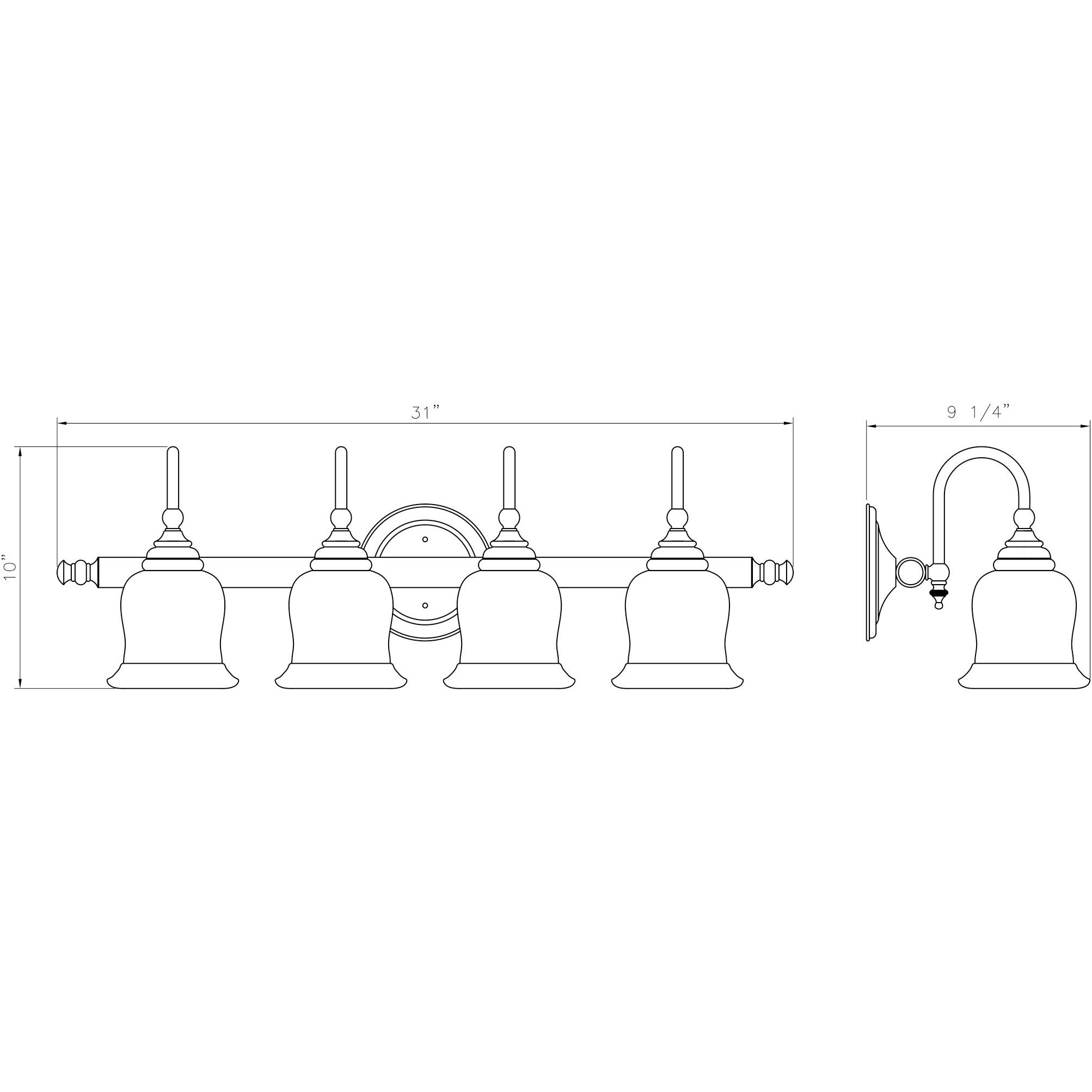 Brunswick 4 Light 31 inch Chrome Bathroom Vanity Light Wall Light, Essentials